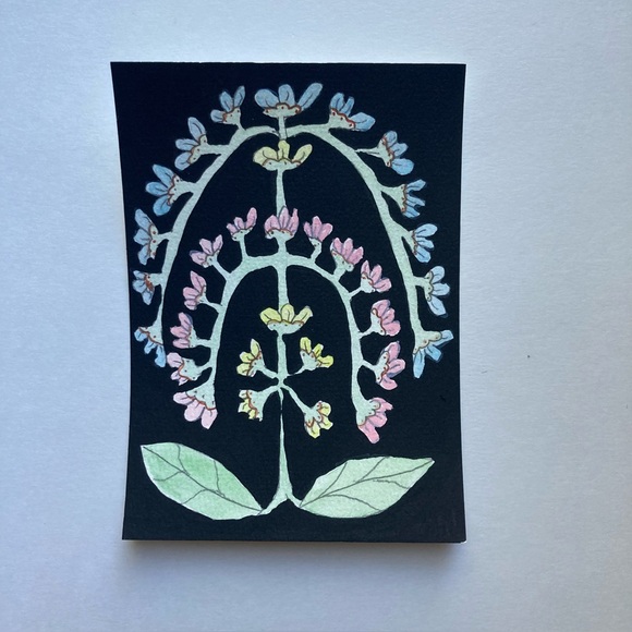 Floral  Painting with Black Background - Picture 1 of 1